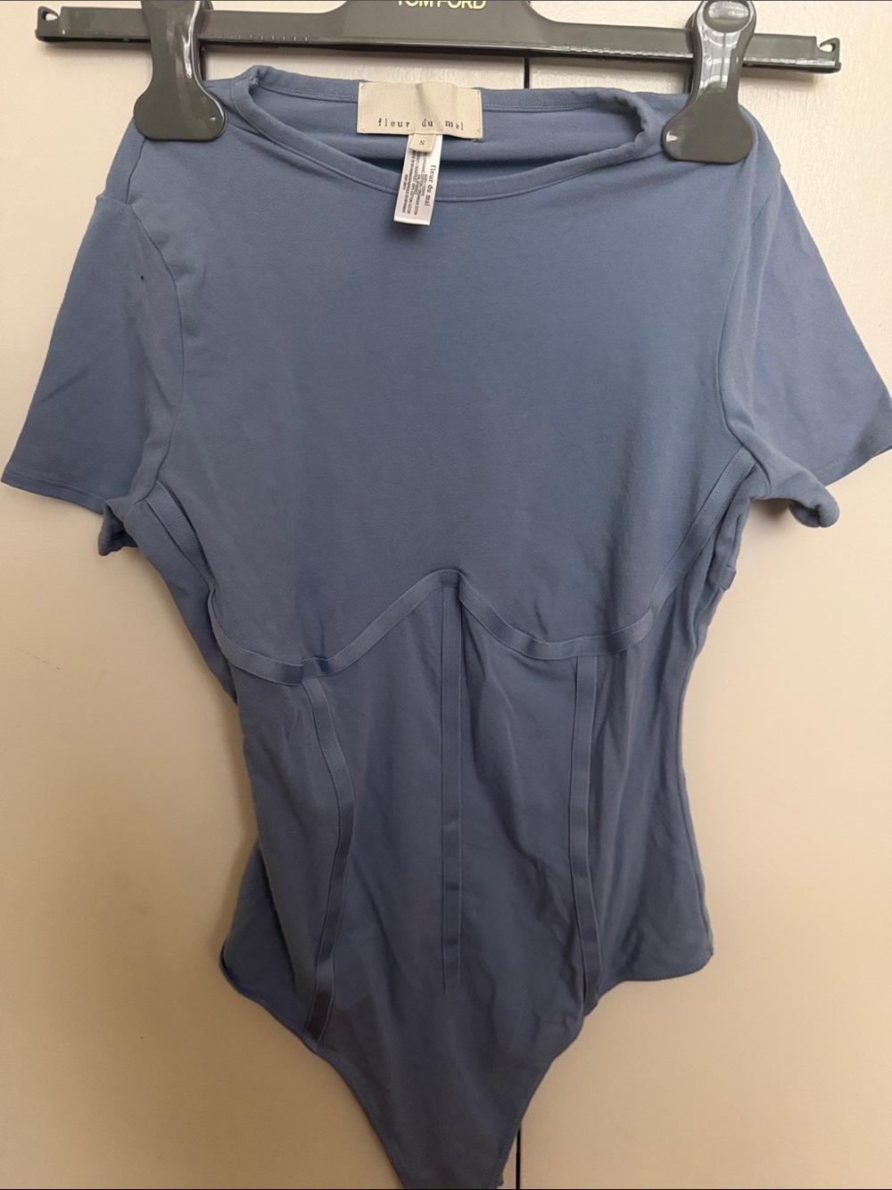 Fleur du Mal Dusty Blue Short Sleeve Bodysuit